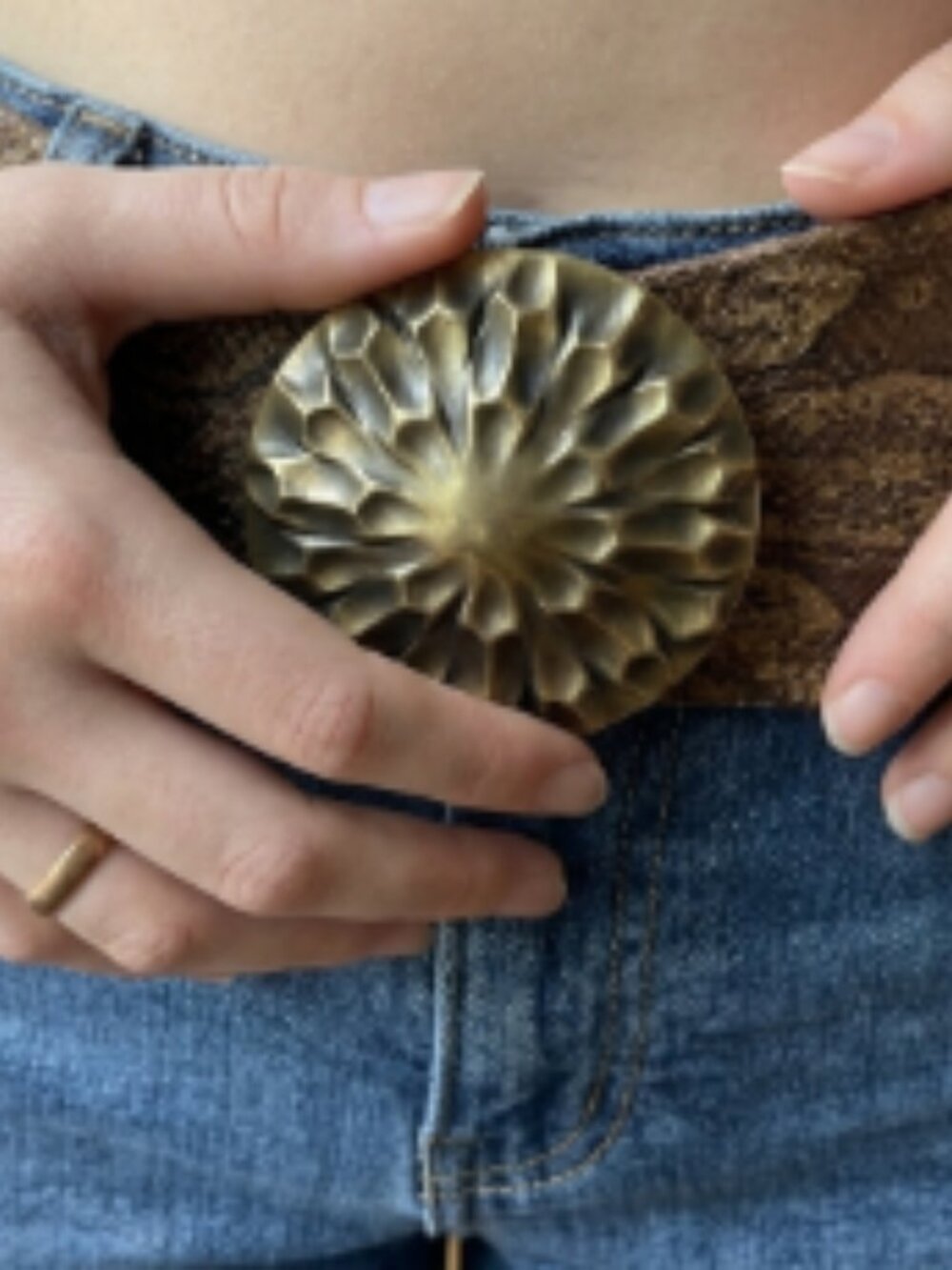 Bohemian Handmade Artisan Leather Waist Belt - Statement Brass Buckle